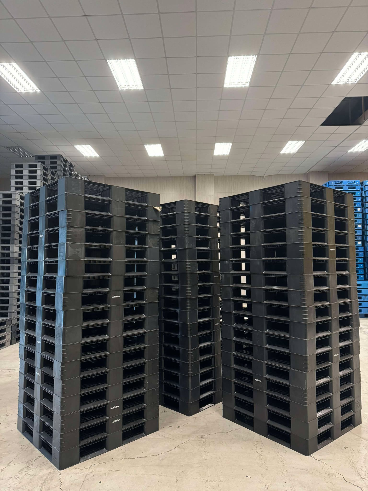 南台塑膠高雄倉庫大型塑膠棧板堆疊｜田字棧板的堆疊